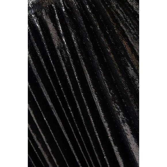 NWT Dolce & Gabbana Black Pleated Midi Skirt in Flowing Lamé Velvet  IT 38 US XS - Picture 4 of 13